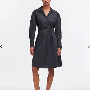 Madewell Black Belted Mini Shirt Dress Long Sleeve Button Down Small